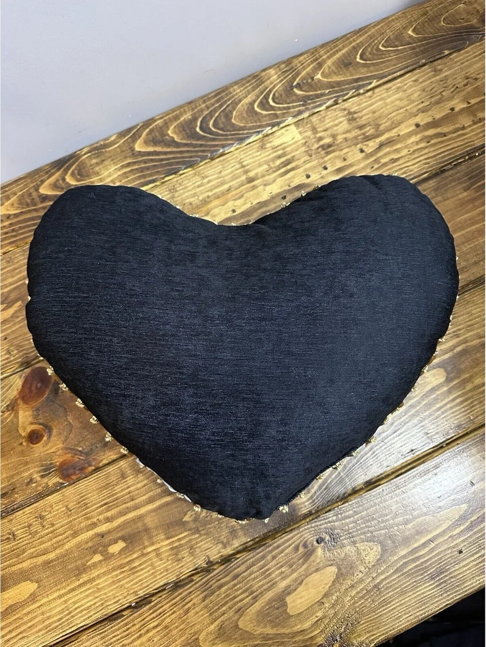 Black Heart Pillow “Will You Rot With Me?” Skeleton Hands Goth Emo Fringe Decor